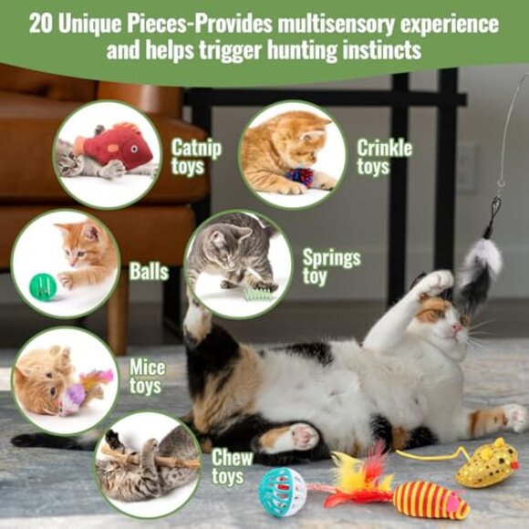 Cat Toys Variety Pack 20 Pieces Interactive Playtime Fun Pet Supplies - Picture 5 of 7
